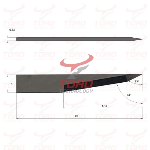 Nóż Mécanuméric 100610370ymiary schemat rysunek techniczny noża ostrza