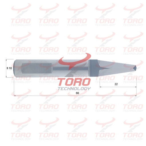 TT-D10-22-W90 Nóż oscylacyjny dwukierunkowy Ostrze dwustronne CNC weldon wymiary schemat rysunek techniczny noża ostrza