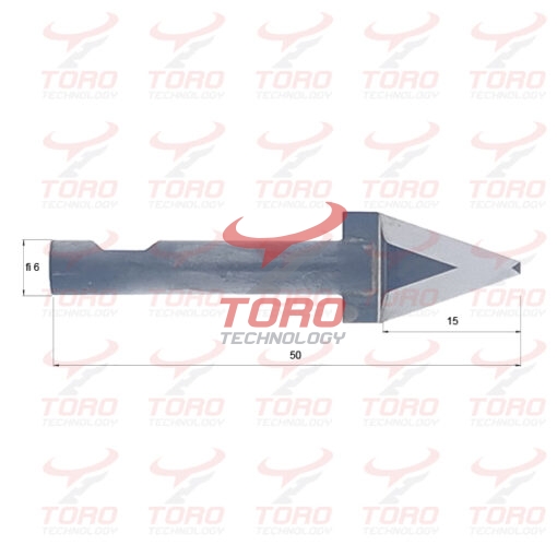 TT-D6-15 Nóż oscylacyjny dwukierunkowy Ostrze dwustronne CNC weldon wymiary schemat rysunek techniczny noża ostrza