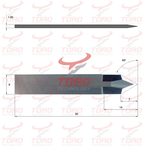 Iecho E14 wymiary schemat rysunek techniczny noża ostrza