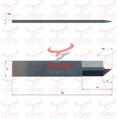TT-F15-3001 tangencionální nůž, vlečený rozměry schéma technický výkres čepelového nože